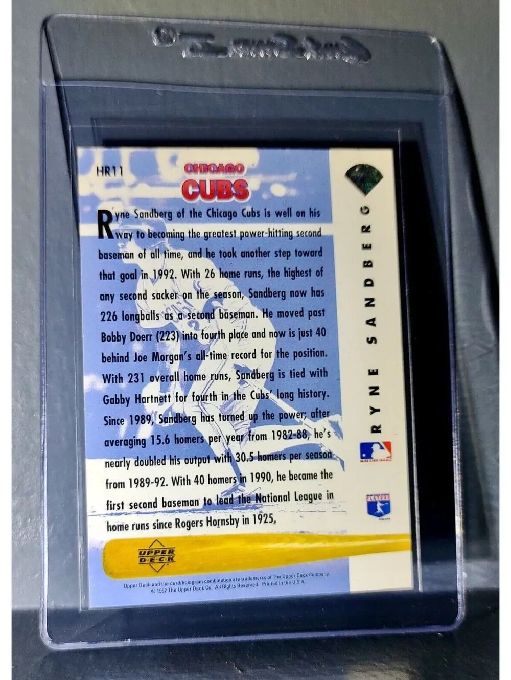 1992 Ryne Sandberg Upper Deck Baseball Card #HR11 Homerun Heroes